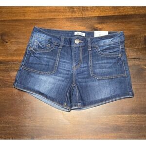 Mudd Midi 4" Inseam Low Rise Blue Jean Shorts Size 7 NWT Pockets Plain Casual